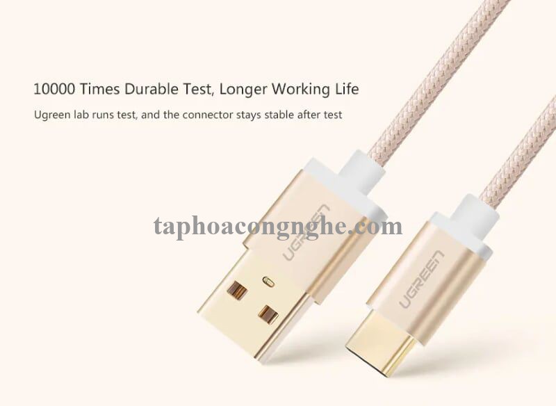 Ugreen 20863 3M màu Vàng Dây USB 2.0 sang Type-C đầu nhôm dây bọc vinyl US174 30020863